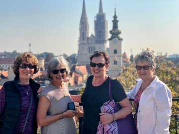 3 Women Travelers Posing in Zagreb